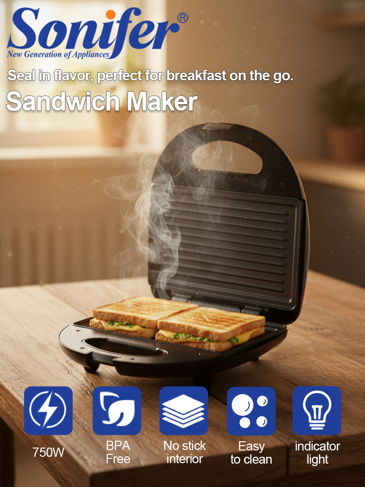 Sandwich Press Panini - Sandviç Makinesi Sonifer SF-6173 750W Yapışmaz