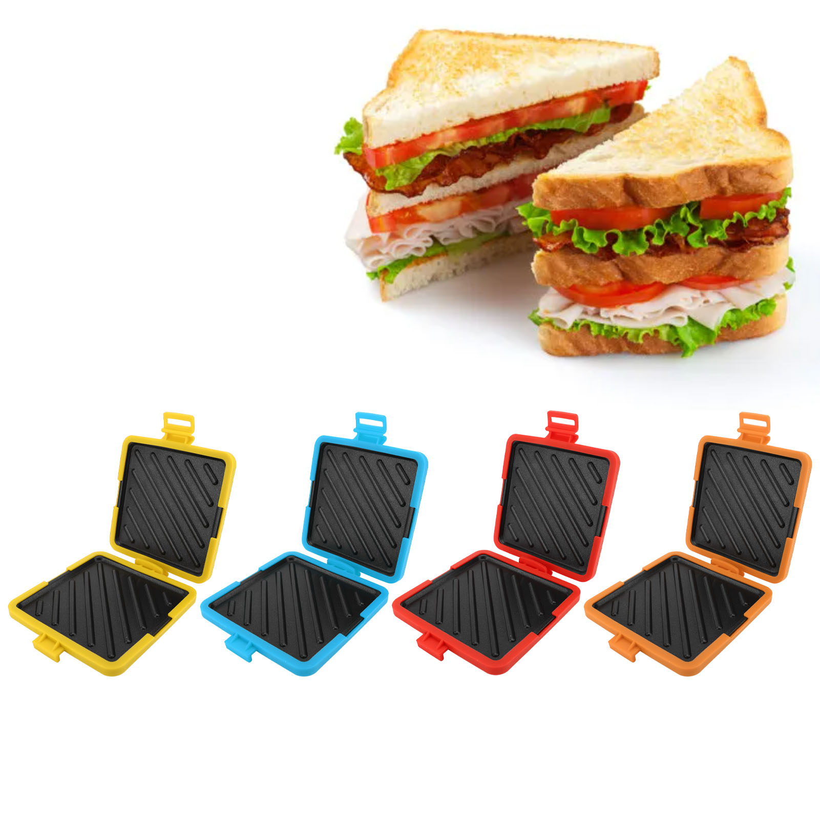 Sandwich Press Panini - Mikrodalgada Kullanılabilen Tost Makinesi, Ayarlanabilir Silikon