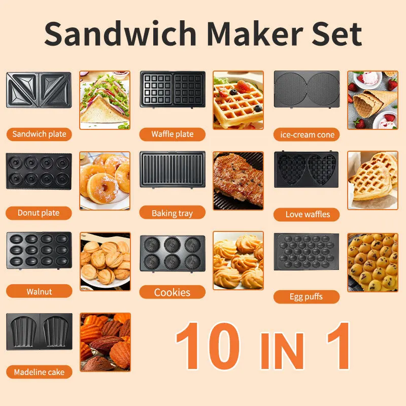Sandwich Press Panini - 220/110V Ev Aletleri 10'u 1 Arada