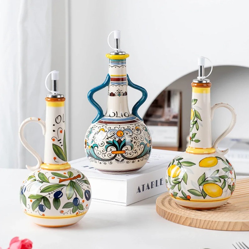 Commercial Kitchen Items - Seramik Yağ Şişesi Soya Sosu Şişesi